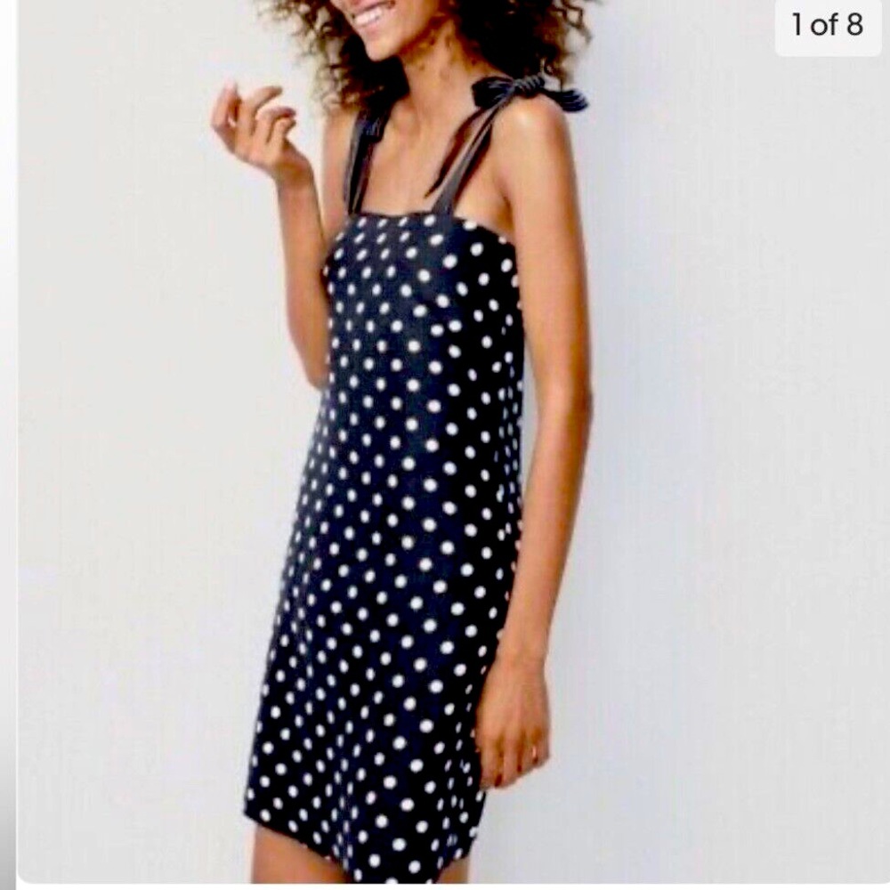 J Crew Navy Polka Dot Shift Dress